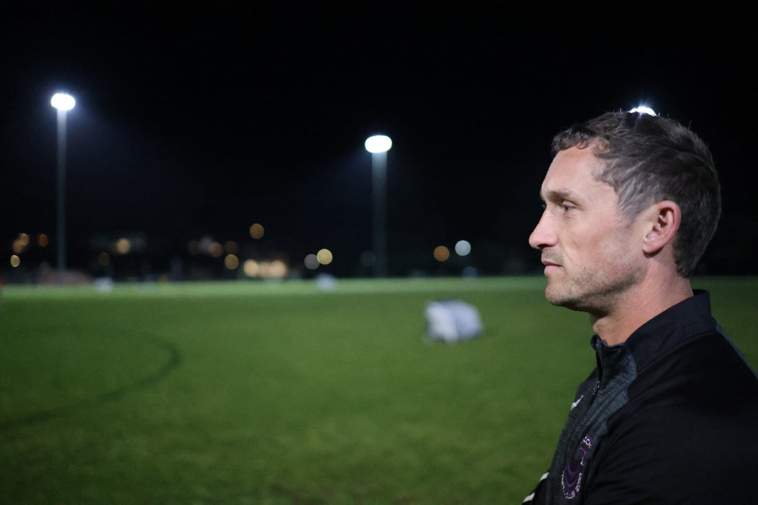 Side profile portrait of Calum Mclellend at Randwick City training