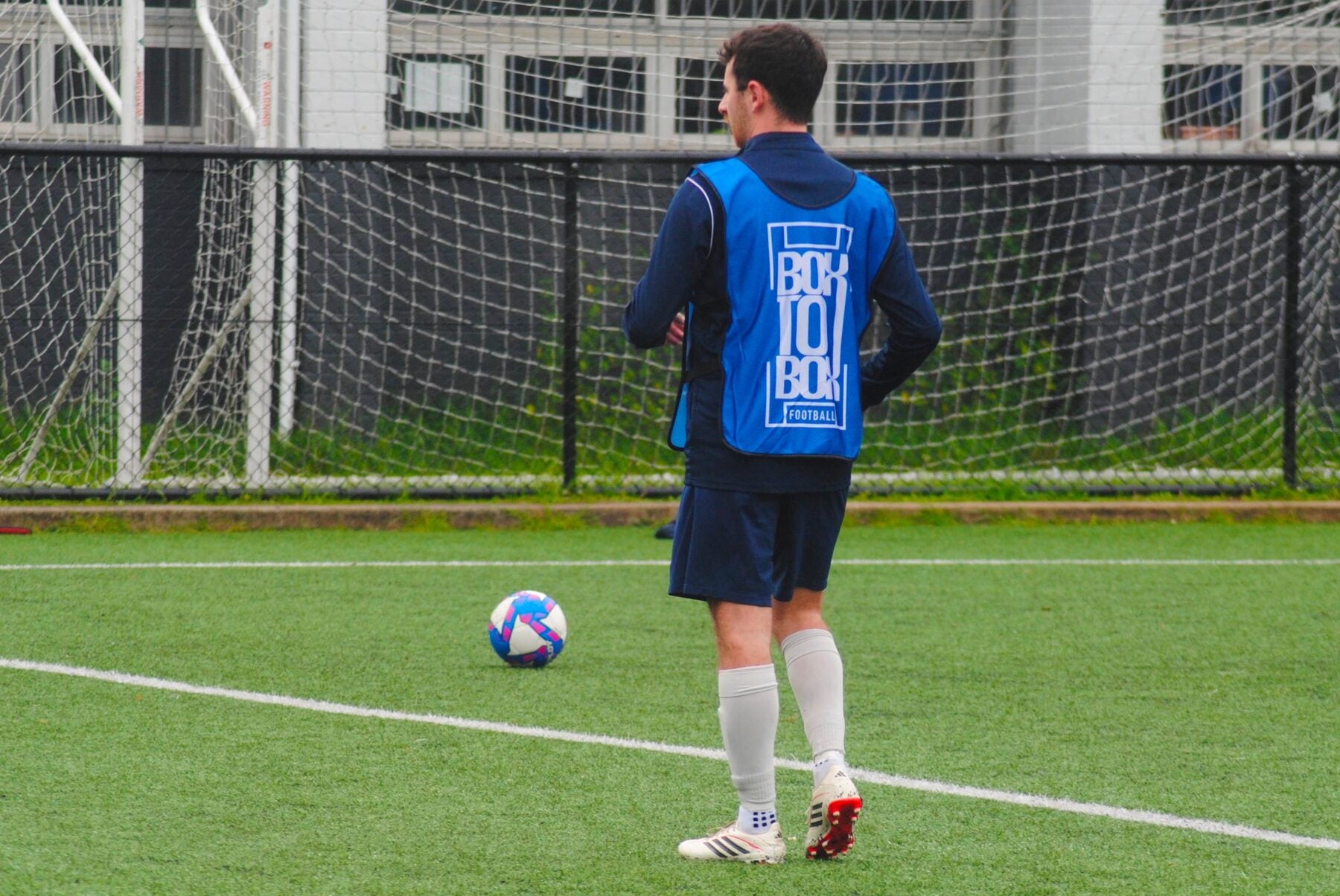 Box To Box blue training bibs being tested during a Sydney football training session, photo 2